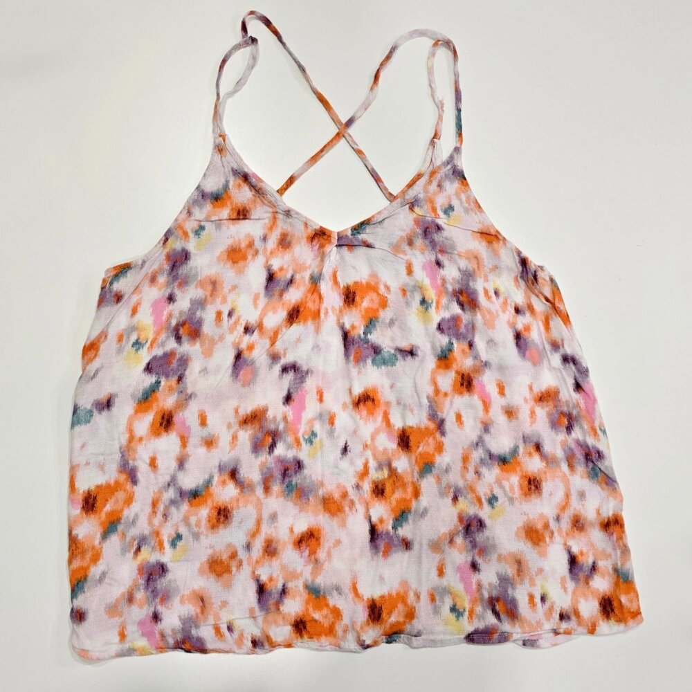 Lucky Brand ✦ Floral Watercolor Crisscross Back Tank Top ✦ Sleeveless L - Picture 8 of 9